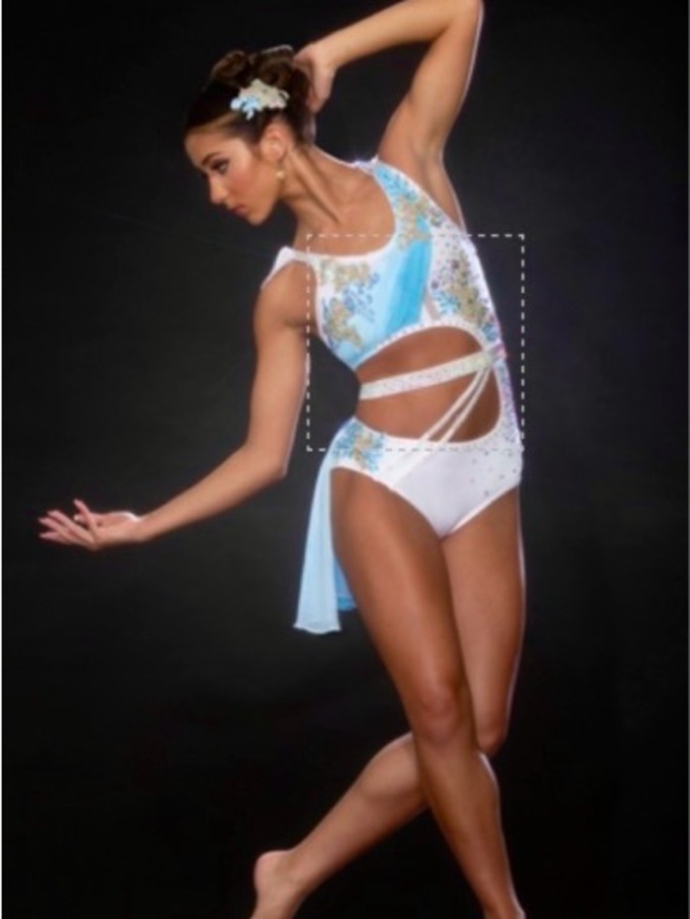 Glamour Ice Blue & White Dance Costume - size Small Adult